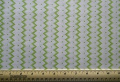 1/4 yard 100% cotton fabric Bright Green Chevron and Dots Zig Zag on White