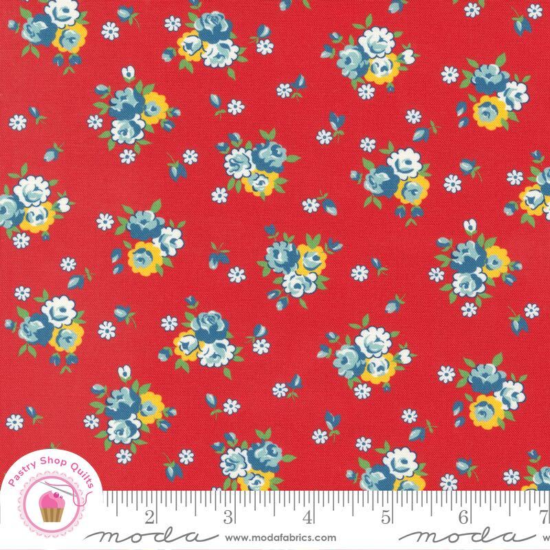 Moda SWEET MELODIES 21814 12 Red Floral AMERICAN JANE Quilt Fabric 30’s