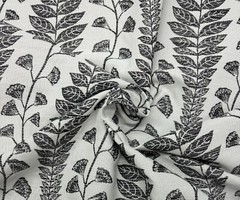 BALLARD DESIGN LUCIA BLACK InsideOut® FLORAL LEAF VINE FABRIC BY YARD 57″W