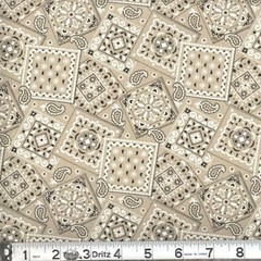 Bandana Paisley Khaki Beige Fabric