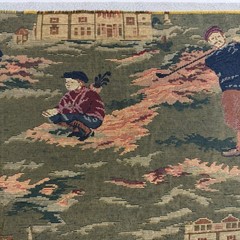 Vintage Golf Scene Tapestry Fabric 1 Yard Heavy Upholstery Material Green 54×36