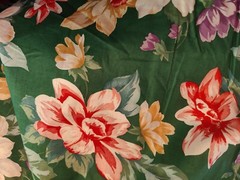 Cotton Blend Fabric Dark Green With Floral Pattern 5 1/2 Yards 40″ Wide Crantex