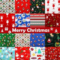 16 Pieces Winter Fat Fabric Bundle Quarters Snowman Snowflake Patterned Cotto…