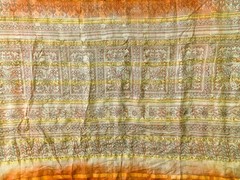Pure Tussar Sari, Silk Fabric 5 Yard, Recycled Natural Vintage Fabric TSS3294