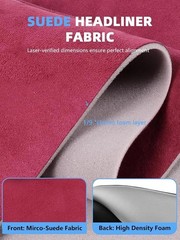 Crease-Free Red Suede Headliner Fabric 96″ L x 60″ W – Hassle-Free Installation