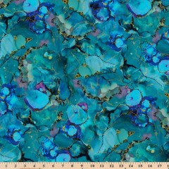 Painted Sea Tonal Allover Turquoise Blue 05943TB by half yard continuous cuts