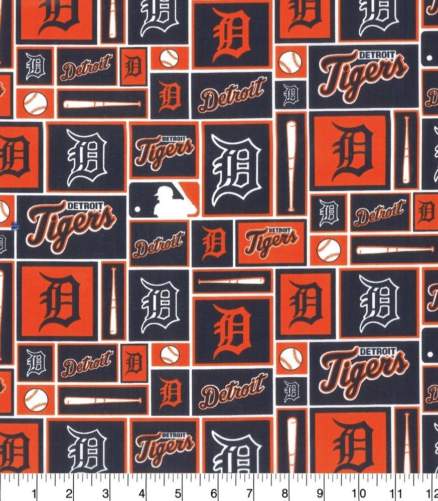 MLB Detroit Tigers Cotton Fabric Base Ball Team Sold by The 1/4 Yard