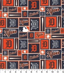 MLB Detroit Tigers Cotton Fabric Base Ball Team Sold by The 1/4 Yard