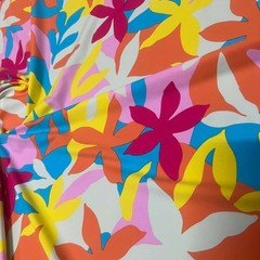 Pastel Colored Flowers Print Stretch Fabric Swimsuit Spandex 60″ wide By Yard