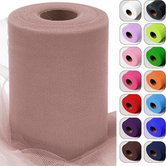 Dusty Rose Tulle Fabric Roll 6 Inch by 100 Yards (300 Feet) Sheer Netting Spool