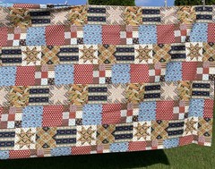 Quilt Print Cheater Fabric 3.72 Yards Boho Cottage French Country Blue 44 Inch