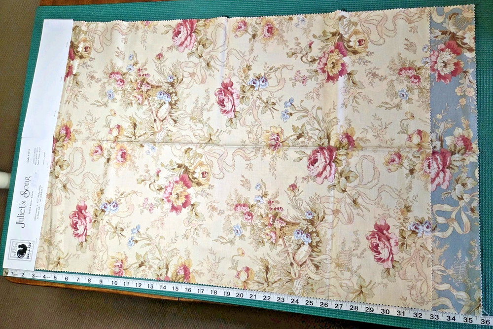 2 PC Juliets Song Red Rooster French Country Coord. Floral cotton quilt Fabric