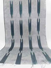 Luxurious Silver Silk Moire Fabric By 2 Meters, Ikat Pattern Green Kutnu.