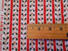 Double Faced Pre-Quilted Christmas Holly and Red Stripes 40″ x 40″ ~Joann Fabric