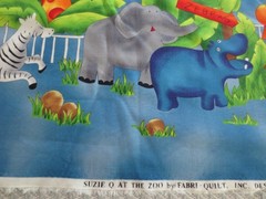 4620. Fabri-Quilt SUZIE Q AT VTHE ZOO COTTON Quilt FABRIC – 44″ x 3-1/4 yds