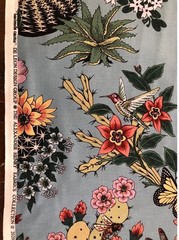 Alexander Henry Hacienda Cactus Fabric BTY Desert Flowers Butterfly Chambray