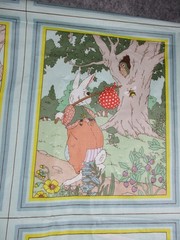 Vintage Cyrus Clark Story Book Cheater Quilt Mr Rabbit 18 Panel Pastels 81×37″