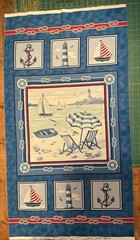 Beach Retreat Studio 37 Marcus Fabrics Nautical Sailboat PANEL 23” x 44”