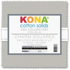 5″ Charm Pack Squares Kona Cotton Solids Ash Gray Grey Fabric Precuts M517.81