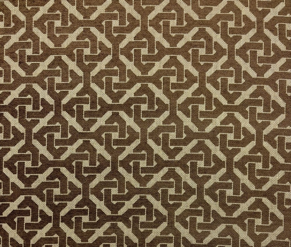 CLARENCE HOUSE MESSINA BROWN GEOMETRIC GATE KEY MULTIUSE FABRIC BY THE YARD 51″W