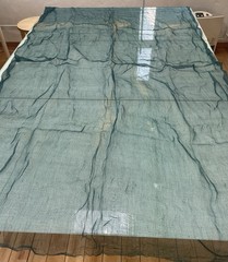 Antique Japanese Hand Spun Fine Hemp Kaya Mosquito Net Turquoise Seamless 70″