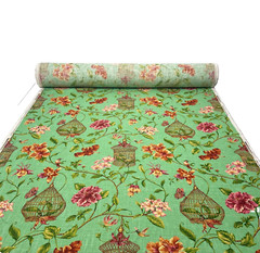 COVINGTON KAUAI SEASPRAY GREEN HUMMINGBIRD BIRDCAGE LINEN FABRIC BY YARD 54″W