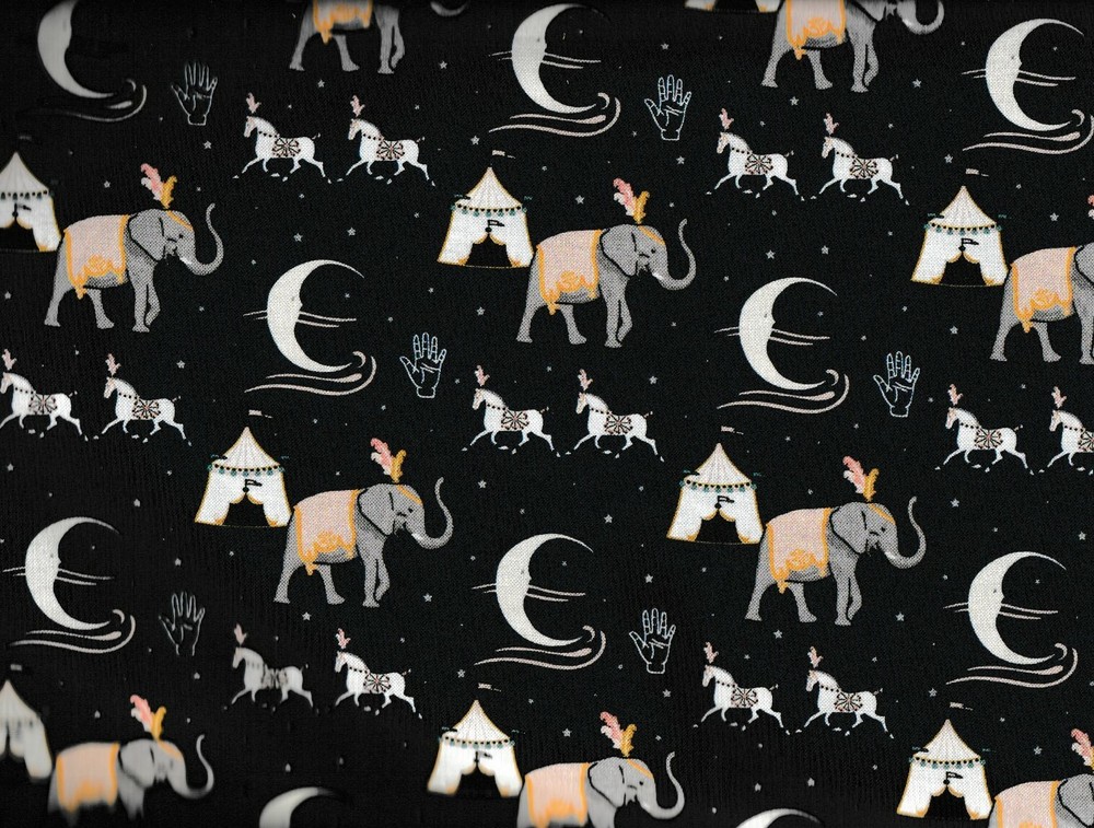 Night Circus navy elephants Camelot fabric