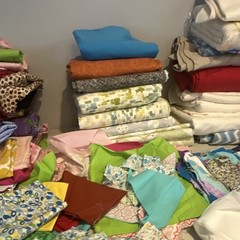Assorted Multicolor Fabric Pieces & Scraps Lot, Mixed Prints