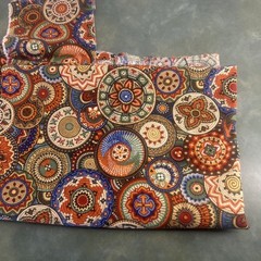 Southwestern Medallion Cotton Fabric Remnant 31.5 x 23 Boho Tribal Print Quilt