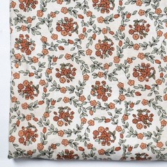 Brown Green Floral Circles Quilting Cotton Fabric 15×42 Lovely Primitive