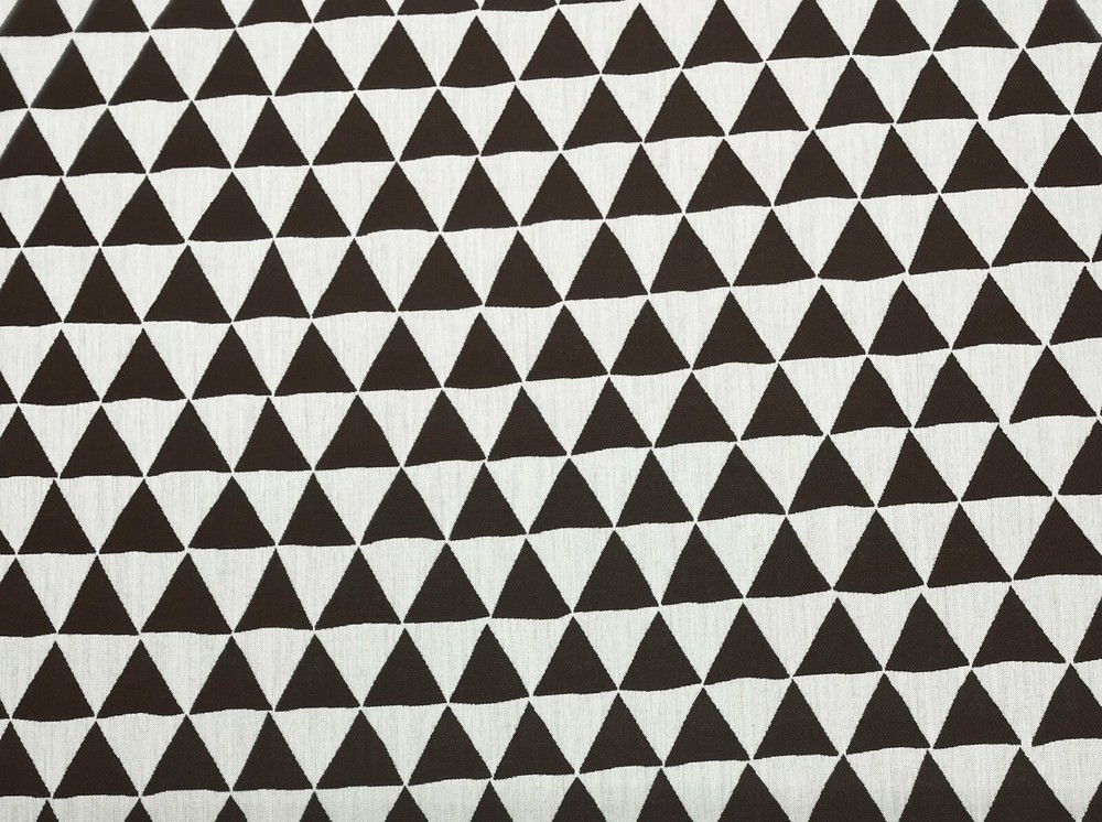 PERENNIALS GEO TRIANGLE BROWN IVORY OUTDOOR INDOOR JACQUARD FABRIC BY YARD 54″W