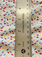 Tiny Grey Red Yellow Diamonds on Tiny Black Polka Dot on Cream Cotton Fabric 1Y