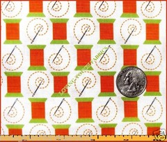 RK “CUT AND SEW #12804-256 RETRO” SEWING THEME ORANGE THREAD PRICED PER 1/2 YD