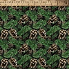 David Textiles 1 Yard Precut – PINECONES NEEDLES Prints 100% Cotton Quilt Fabric