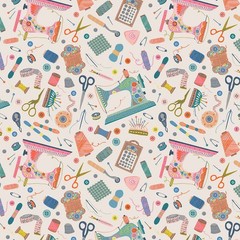 COUNTRY SEWING CLUB ~ Sewing Club on White ~ Thread & Ink Designs