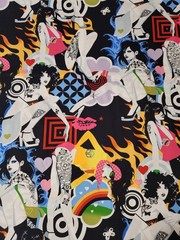 Alexander Henry Fabric Inked 2006 Tattoo Pinup Girls Groovy Retro Fashion 1 Yard