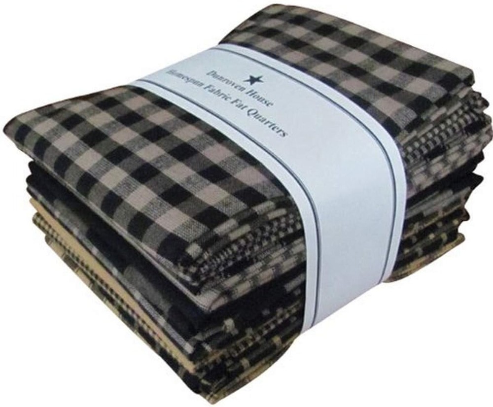 Dunroven House Black Homespun Fat Quarter Bundle 100 Cotton 12 Pieces 18X22 Inch