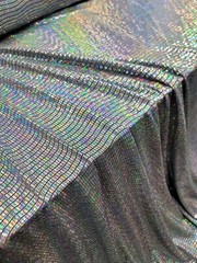 Iridescent Hologram Silver Rectangle Sequins on Spandex Mermaid Stretch Fabric