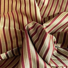 2 Yards of Red and Gold Striped Woven Home Decor Fabric