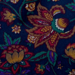 Flannel Fabric–Jewel Tone Floral on Dark Navy Cotton, 58″ Wide x 2+ Yards