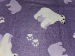 PURPLE ARCTIC POLAR BEAR CUB PAW PRINT FLEECE FABRIC 36″ X 60″ 1 YARD