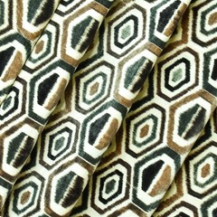 Bottle Green & Brown Geometric Printed Velvet Fabric By The Yard, Upholstery