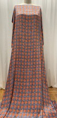 100% Silk Charmeuse Abstract Geometric Vibrant Orange Fabric By The Yds 46″ Wide