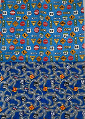 Route 66 Road Map & Travel Signs Cotton Fabric 2 pcs @ 1/2 yd each