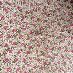 Vintage Fabric 36″ x 35″ 1/2 YD Ditsy Floral Paisley Print Pink Brown Orange