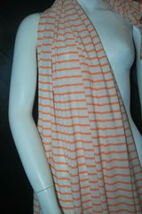 Linen Cotton Rayon Knit Jersey fabric 3/16″ Orange 1/2″ Natural Oatmeal Stripes