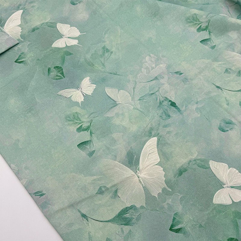 1M Chinese Style Butterfly Flower Printed Fabric Material Sew Tablecloth Fabric