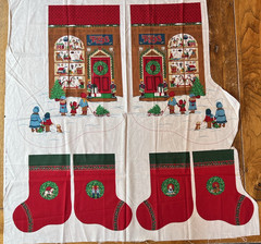 Vtg Cranston JUMBO Christmas Stocking Cut & Sew Fabric Panel TOY STORE Toyland