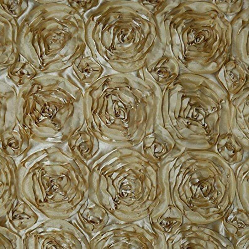 GOLD Rosette Satin Fabric – Sold By The Yard Floral Flowers Satin Decor