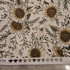 New, Unwashed Timeless Treasures Fabrics Of SoHo Sunflower And Bee Pattern